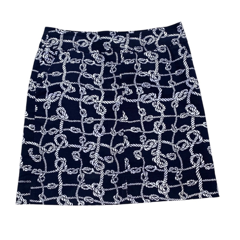 Talbots Navy & White Nautical Knots Mini Skirt Size 6